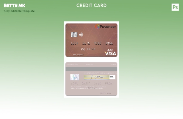 Шаблон за дебитна картичка за виза на САД Payoneer во модерен стил